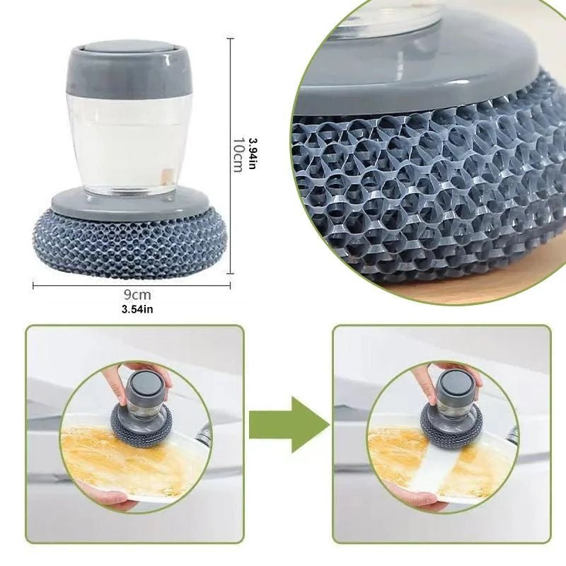 2-in-1 Foaming Dish Scrubber with Soap Dispenser & Deep-Cleaning Scrub Pad