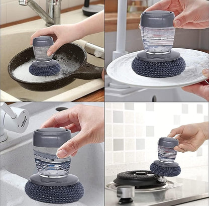2-in-1 Foaming Dish Scrubber with Soap Dispenser & Deep-Cleaning Scrub Pad