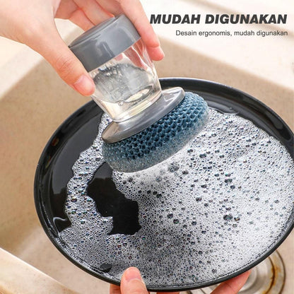 2-in-1 Foaming Dish Scrubber with Soap Dispenser & Deep-Cleaning Scrub Pad