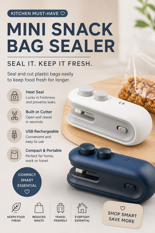 2-in-1 Rechargeable Bag Sealer & Cutter – USB-C Mini Heat Sealer