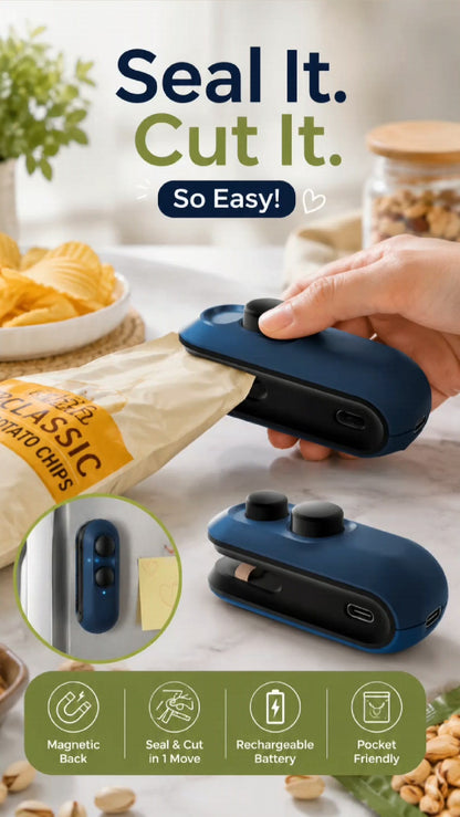 2-in-1 Rechargeable Bag Sealer & Cutter – USB-C Mini Heat Sealer